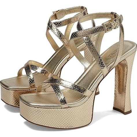 michael kors montreal paloma leather platform sandal|Paola Metallic Snake Embossed Leather Platform Sandal.